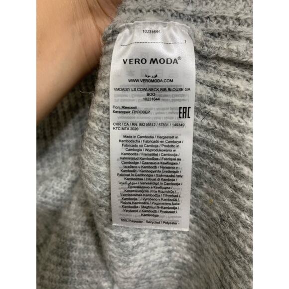 VERO MODA Daisy Turtleneck Sweater In Light Grey Melange size XS NEW - Picture 5 of 5